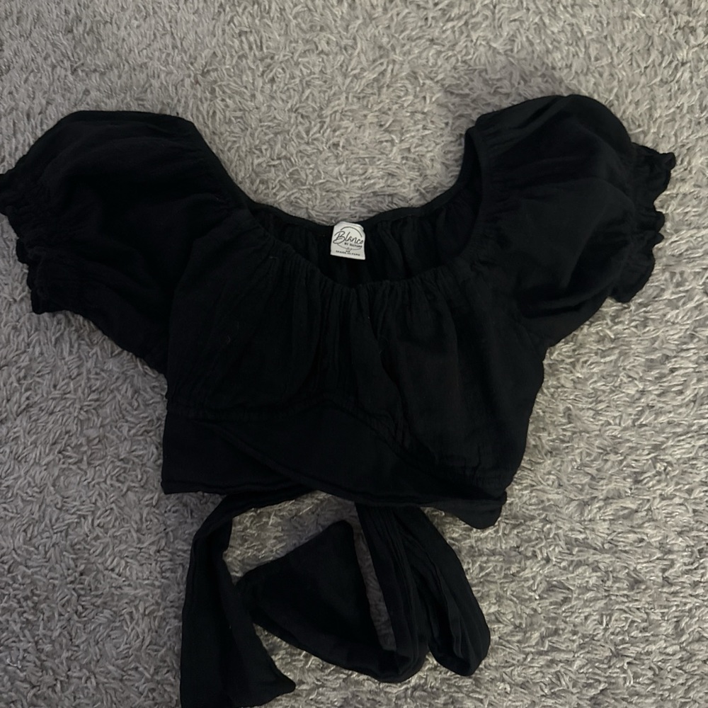 Gaze Black Puff Sleeve Blouse